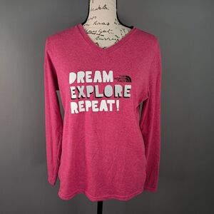 The North Face Girls Long Sleeve Long Sleeve TShirt Size XL Dream Explore Repeat
